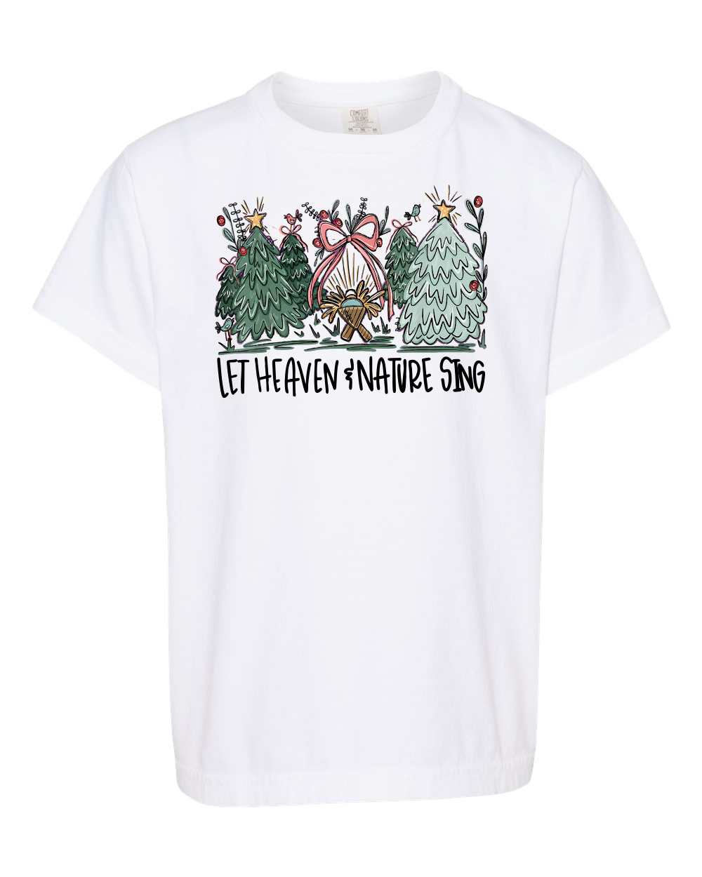 Let Heaven & Nature Sing Youth Unisex Garment-Dyed Heavyweight T-Shirt (White)