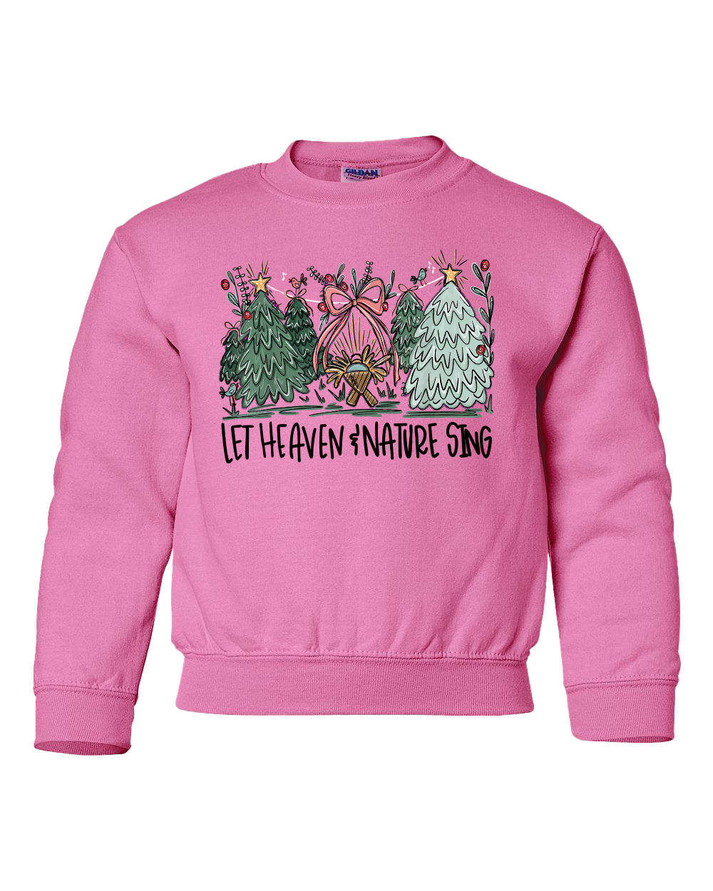 Let Heaven & Nature Sing Youth Fleece Crewneck Sweatshirt (Pink)