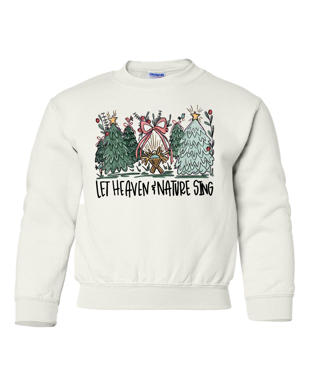 Let Heaven & Nature Sing Youth Fleece Crewneck Sweatshirt (White)