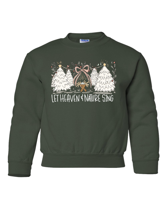Let Heaven & Nature Sing Youth Fleece Crewneck Sweatshirt (Forest)