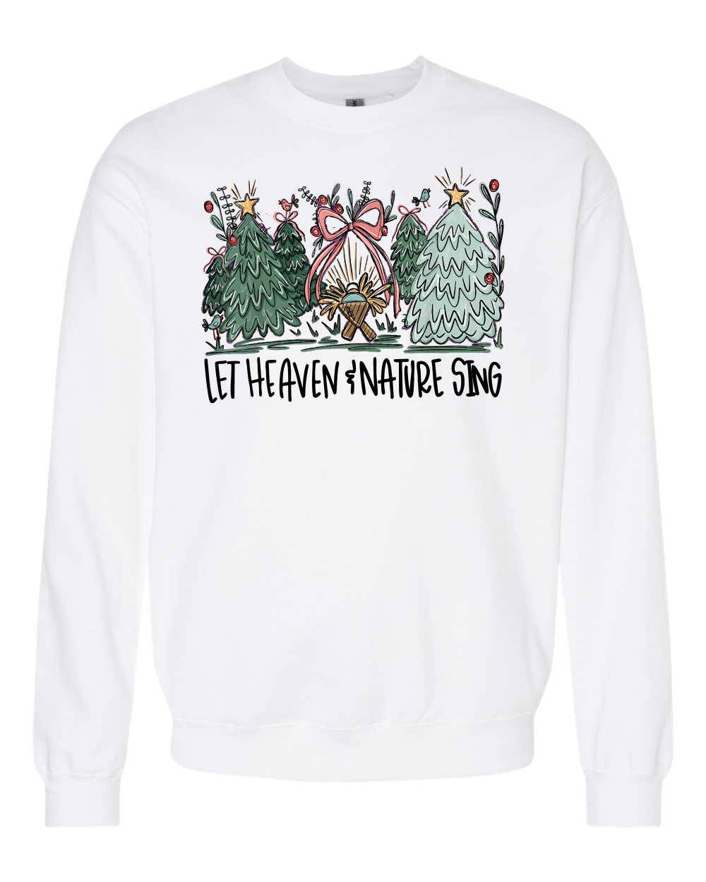 Let Heaven & Nature Sing Fleece Crewneck Sweatshirt (White)