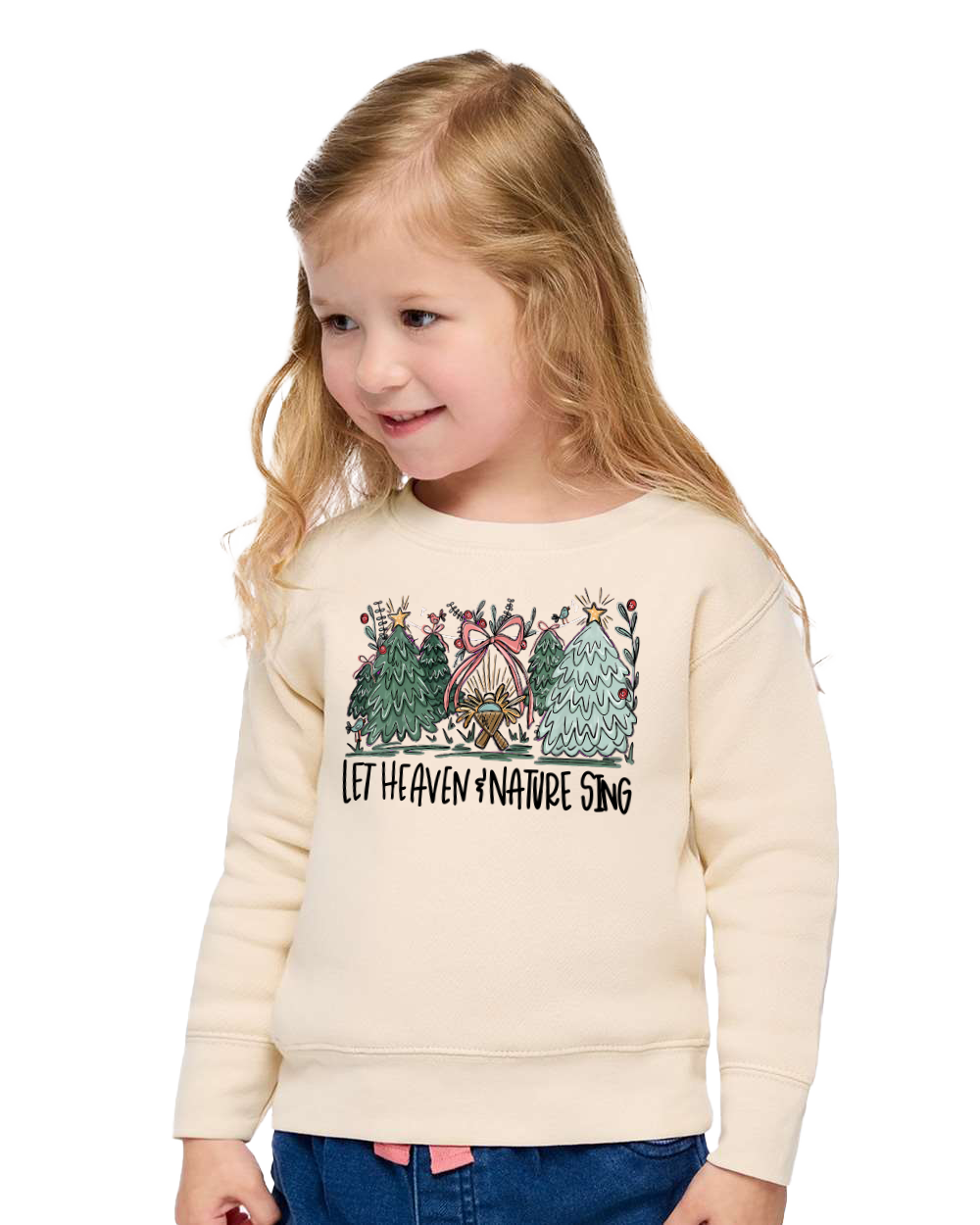 Let Heaven & Nature Sing Toddler Fleece Crewneck Sweatshirt (Natural)